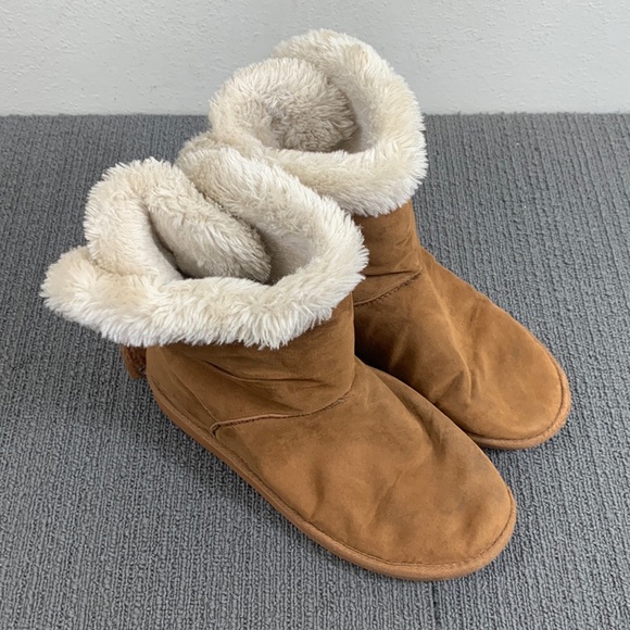 Rampage Girls Nellie Boots Girls Size 4 M Chestnut Faux Suede Nellie Faux Fur - Picture 1 of 16